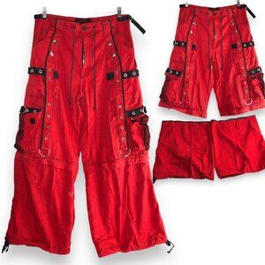 Tripp NYC Y2K Baggy Bondage Red Pants L Convertible Grunge Punk Rocker Festival